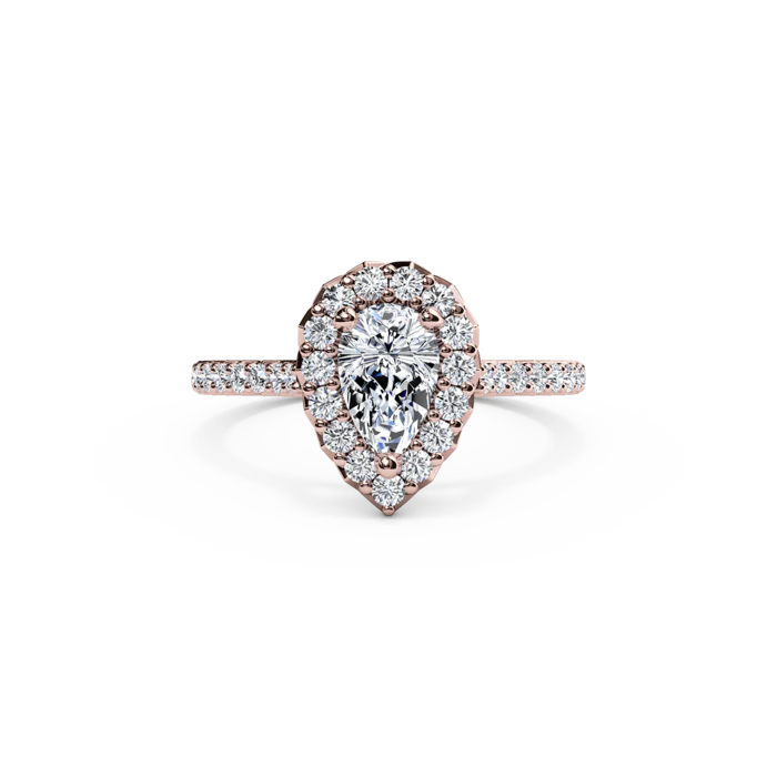 The Studio Collection Pear Shape Diamond Halo and Diamond Shank Engagement Ring - Image 5