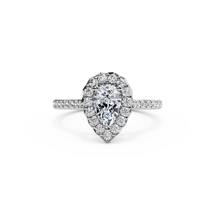 The Studio Collection Pear Shape Diamond Halo and Diamond Shank Engagement Ring - Image 6
