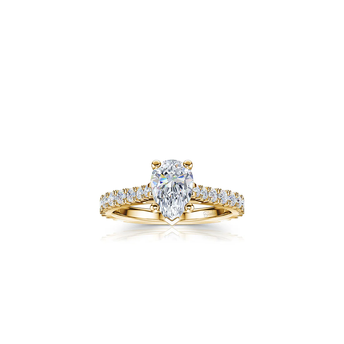 The Studio Collection Pear Shape Diamond Shank Accent Engagement Ring - Image 4