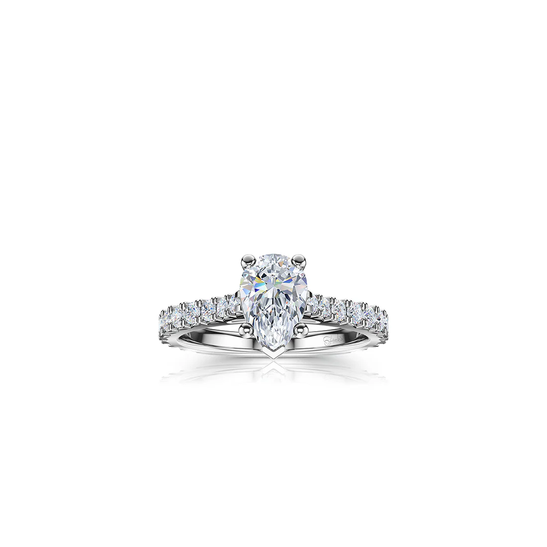 The Studio Collection Pear Shape Diamond Shank Accent Engagement Ring - Image 6