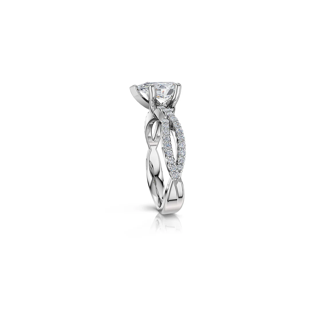 The Studio Collection Pear Shape Diamond Twist Shank Engagement Ring - Image 3