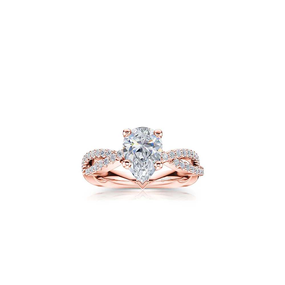 The Studio Collection Pear Shape Diamond Twist Shank Engagement Ring - Image 5