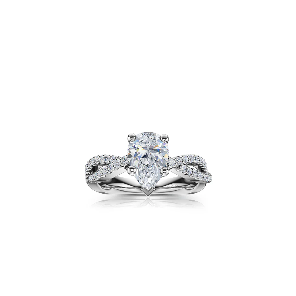 The Studio Collection Pear Shape Diamond Twist Shank Engagement Ring - Image 6