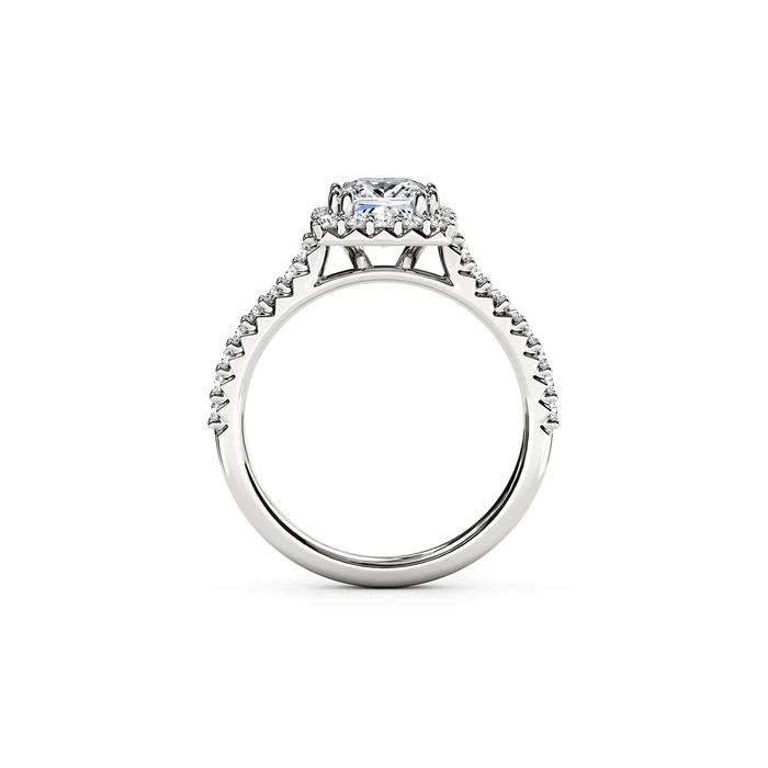 The Studio Collection Princess Cut Center Diamond and Cushion Halo Engagement Ring - Image 3
