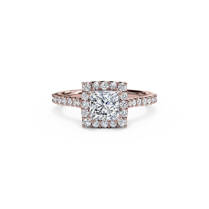 The Studio Collection Princess Cut Center Diamond and Cushion Halo Engagement Ring - Image 5