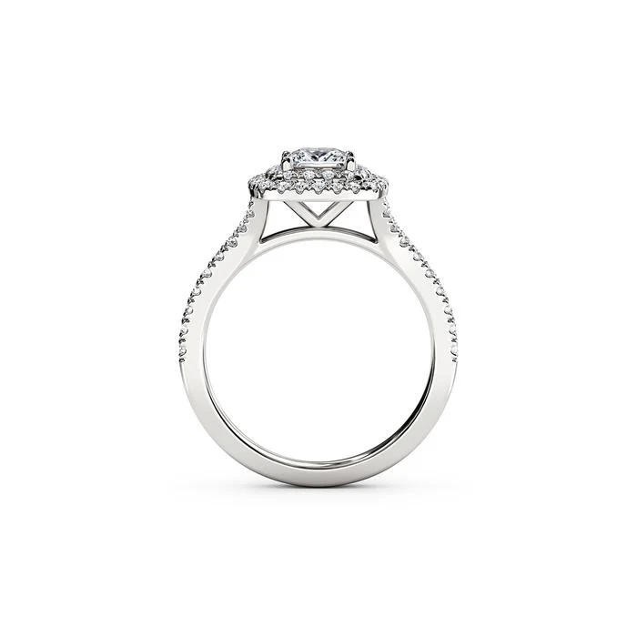 The Studio Collection Princess Cut Center Diamond and Diamond Double Halo Engagement Ring - Image 3