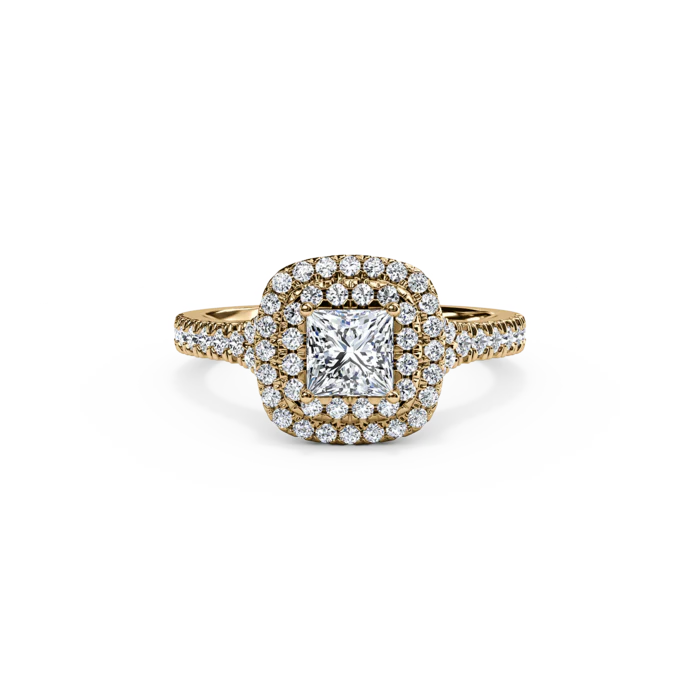 The Studio Collection Princess Cut Center Diamond and Diamond Double Halo Engagement Ring - Image 4
