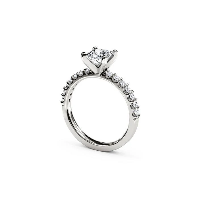 The Studio Collection Princess Cut Center Diamond and Diamond Shank Engagement Ring - Image 2