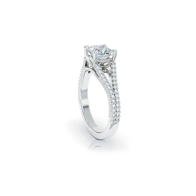 The Studio Collection Princess Cut Center Diamond and Split Diamond Shank Engagement Ring - Image 2