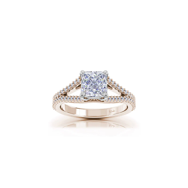 The Studio Collection Princess Cut Center Diamond and Split Diamond Shank Engagement Ring - Image 4