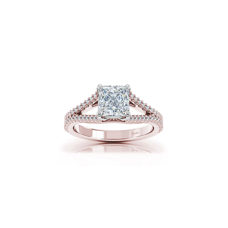 The Studio Collection Princess Cut Center Diamond and Split Diamond Shank Engagement Ring - Image 5