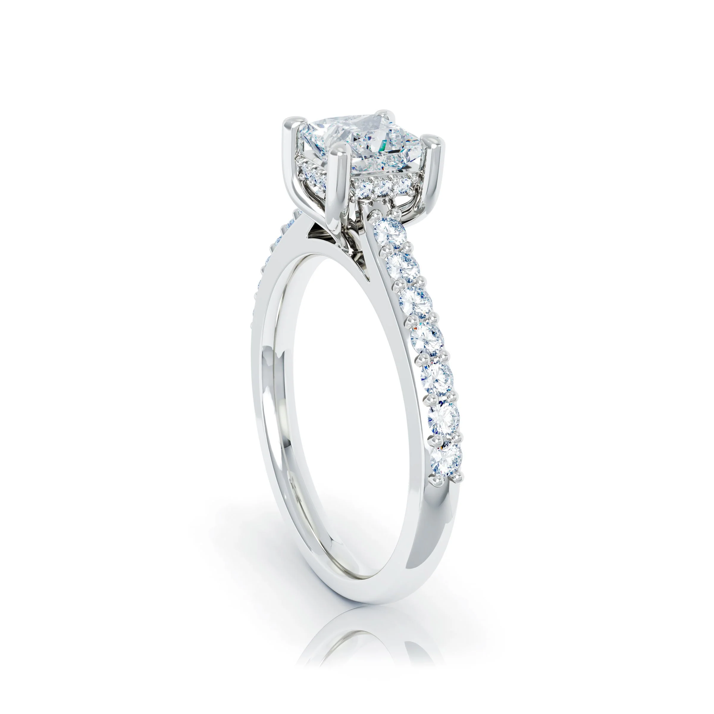 The Studio Collection Princess Cut Center Diamond with Diamond Gallery and Shank Engagement Ring - Image 2