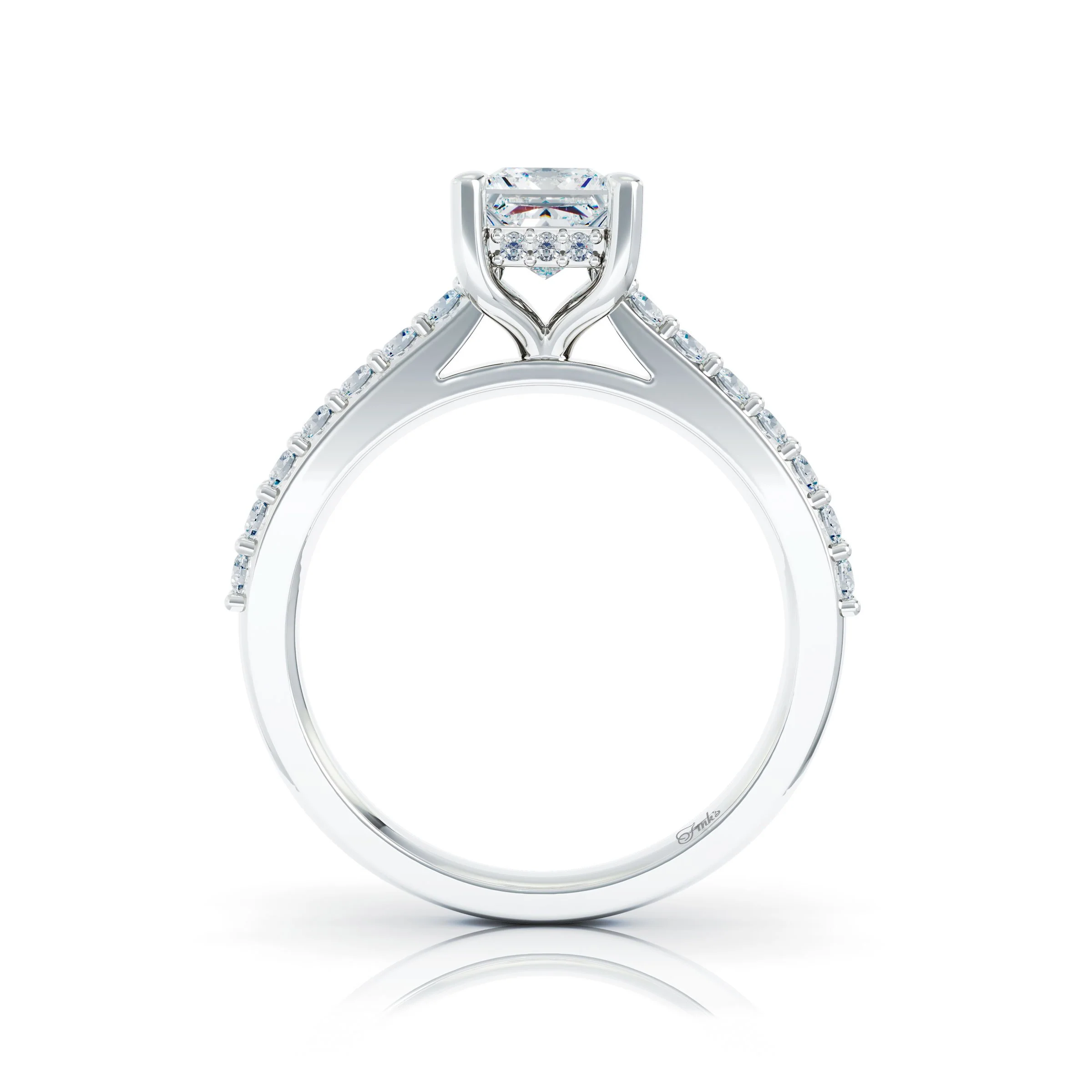 The Studio Collection Princess Cut Center Diamond with Diamond Gallery and Shank Engagement Ring - Image 3