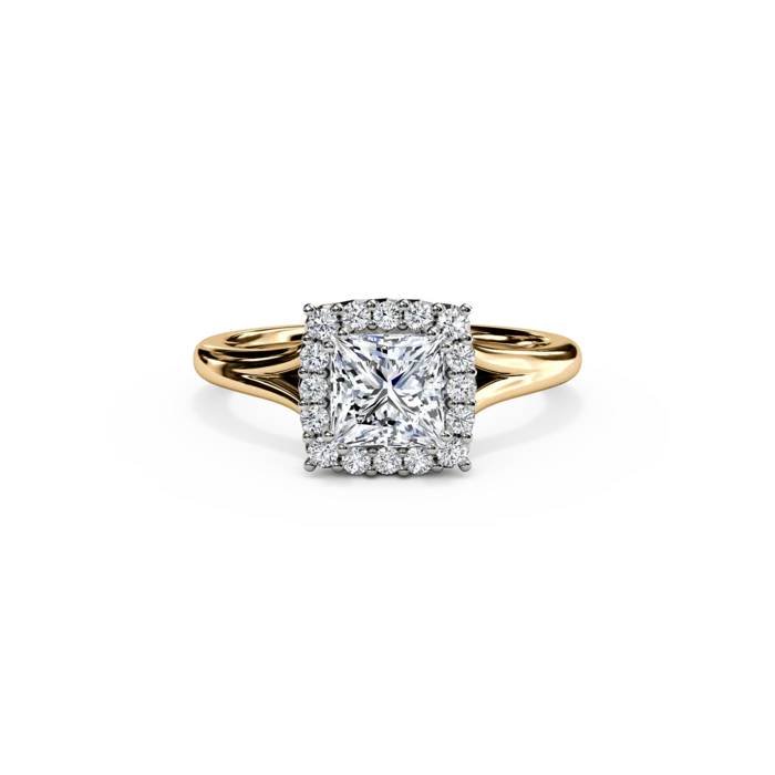The Studio Collection Princess Cut Diamond Halo and Classic Shank Engagement Ring - Image 4