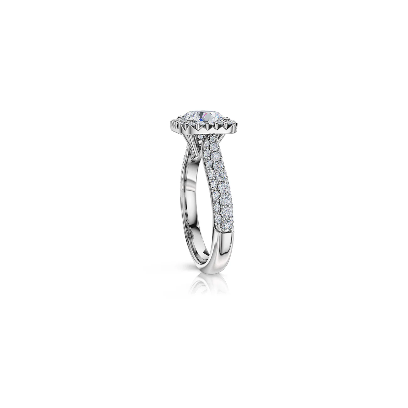 The Studio Collection Princess Cut Diamond Halo Pavé Shank Engagement Ring - Image 2