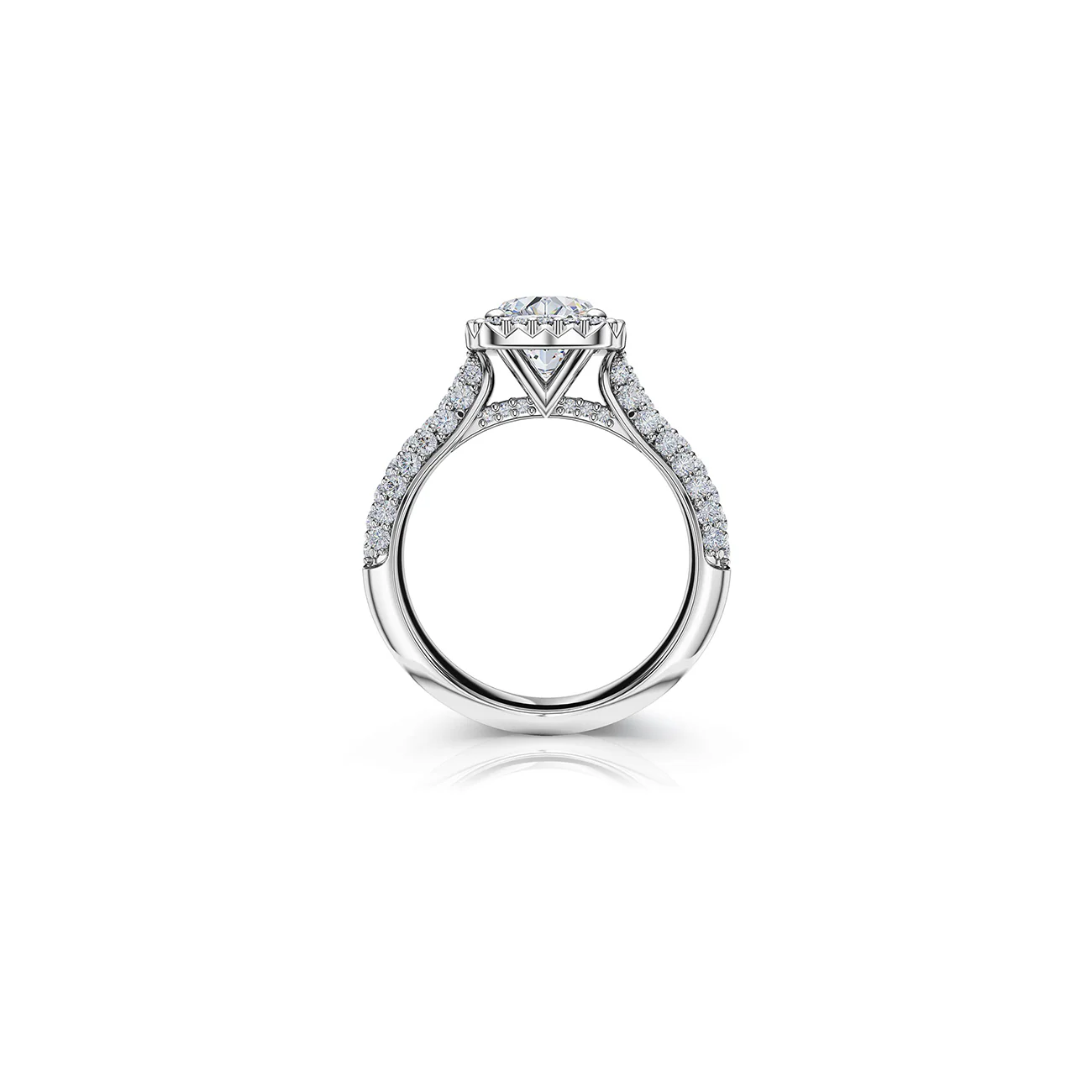 The Studio Collection Princess Cut Diamond Halo Pavé Shank Engagement Ring - Image 3
