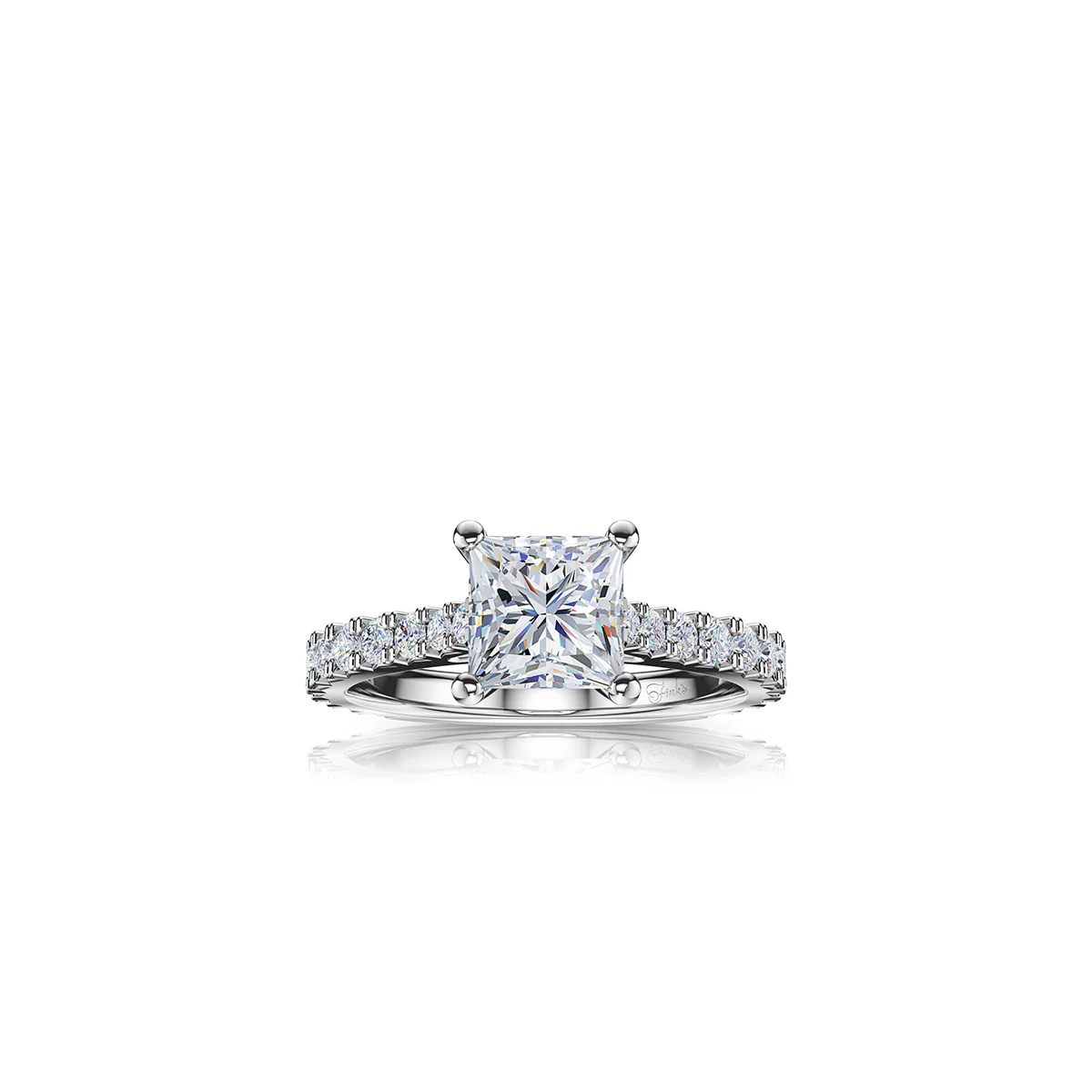The Studio Collection Princess Cut Diamond Shank Accent Engagement Ring