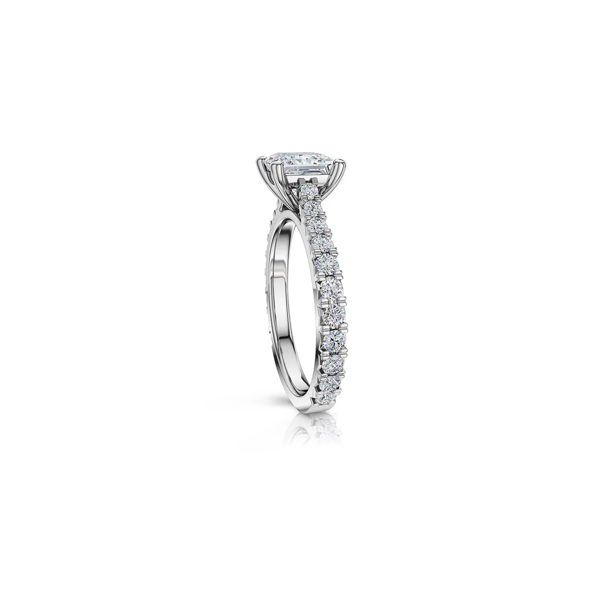 The Studio Collection Princess Cut Diamond Shank Accent Engagement Ring - Image 2