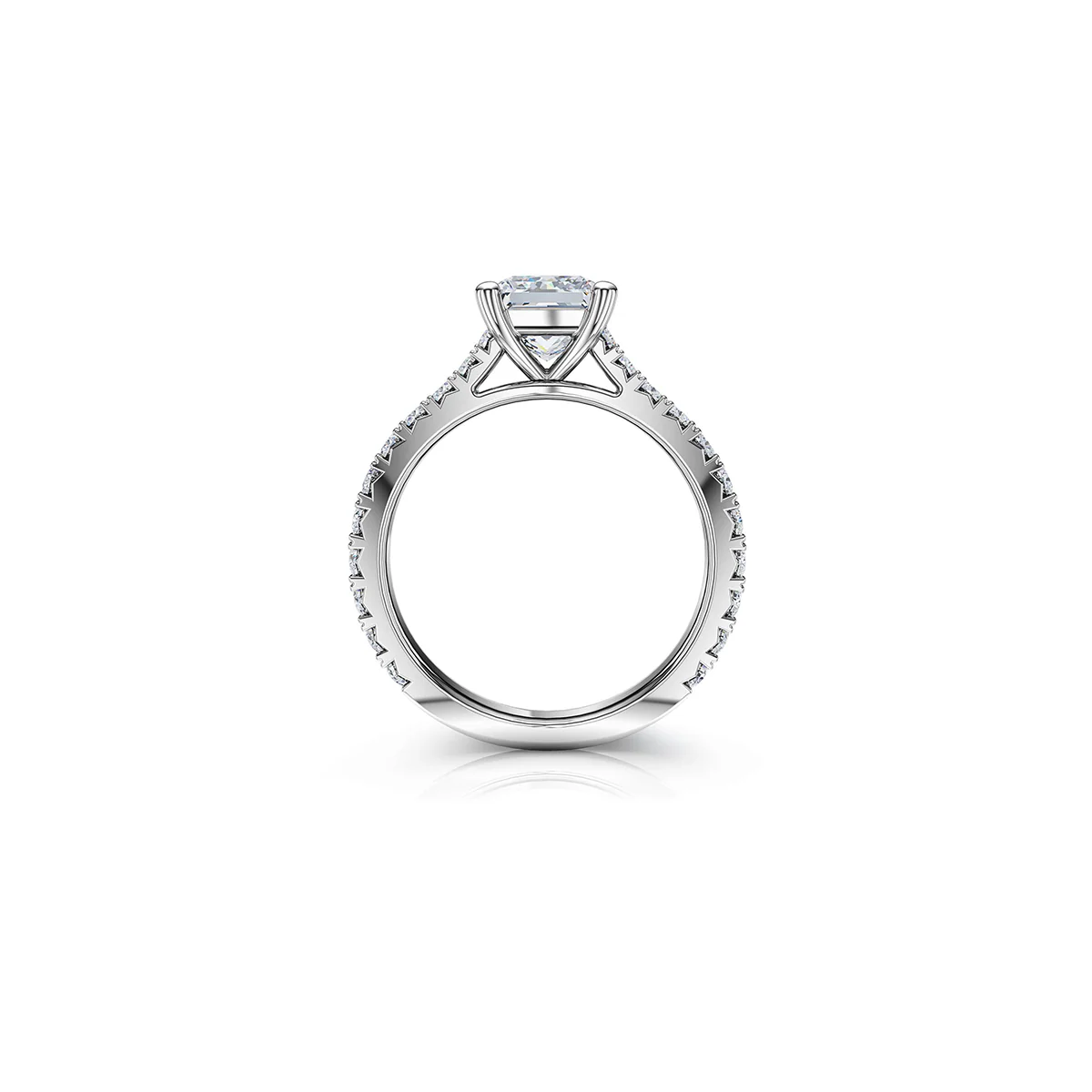 The Studio Collection Princess Cut Diamond Shank Accent Engagement Ring - Image 3