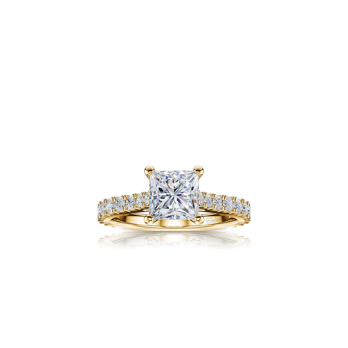 The Studio Collection Princess Cut Diamond Shank Accent Engagement Ring - Image 4