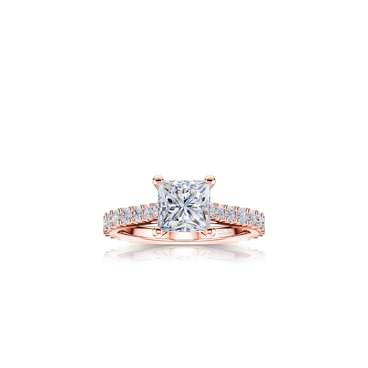 The Studio Collection Princess Cut Diamond Shank Accent Engagement Ring - Image 5