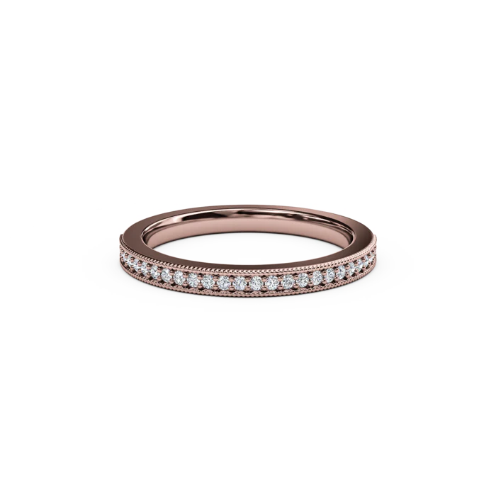 The Studio Collection Rose Gold Diamond Half-Way Wedding Band with Milgrain Edge