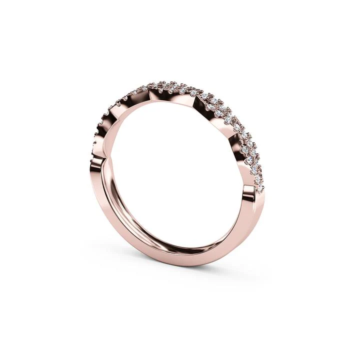 The Studio Collection Rose Gold Prong Set Diamond Crossover Wedding Band - Image 2