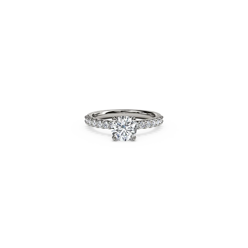 The Studio Collection Round Center Diamond and Diamond Shank Engagement Ring