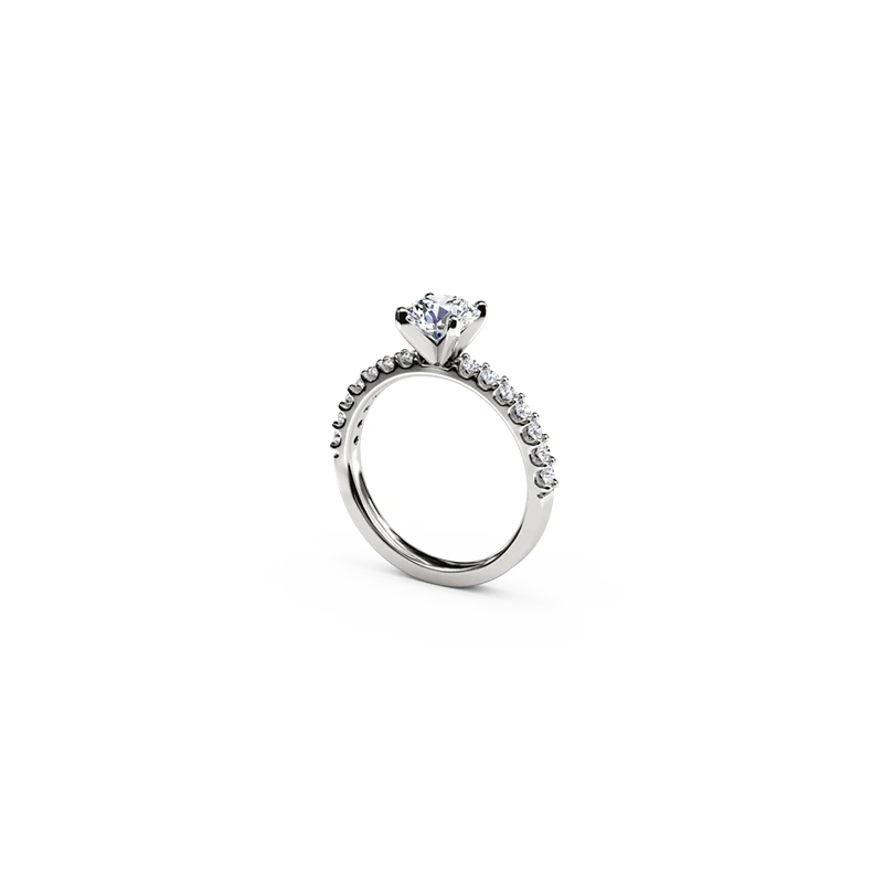The Studio Collection Round Center Diamond and Diamond Shank Engagement Ring - Image 2