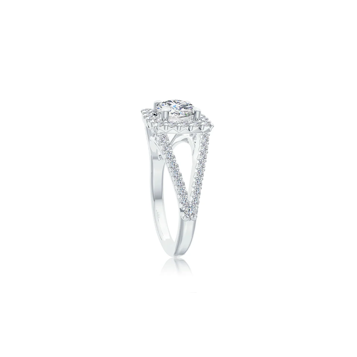 The Studio Collection Round Diamond Cushion Halo Split Shank Engagement Ring - Image 2