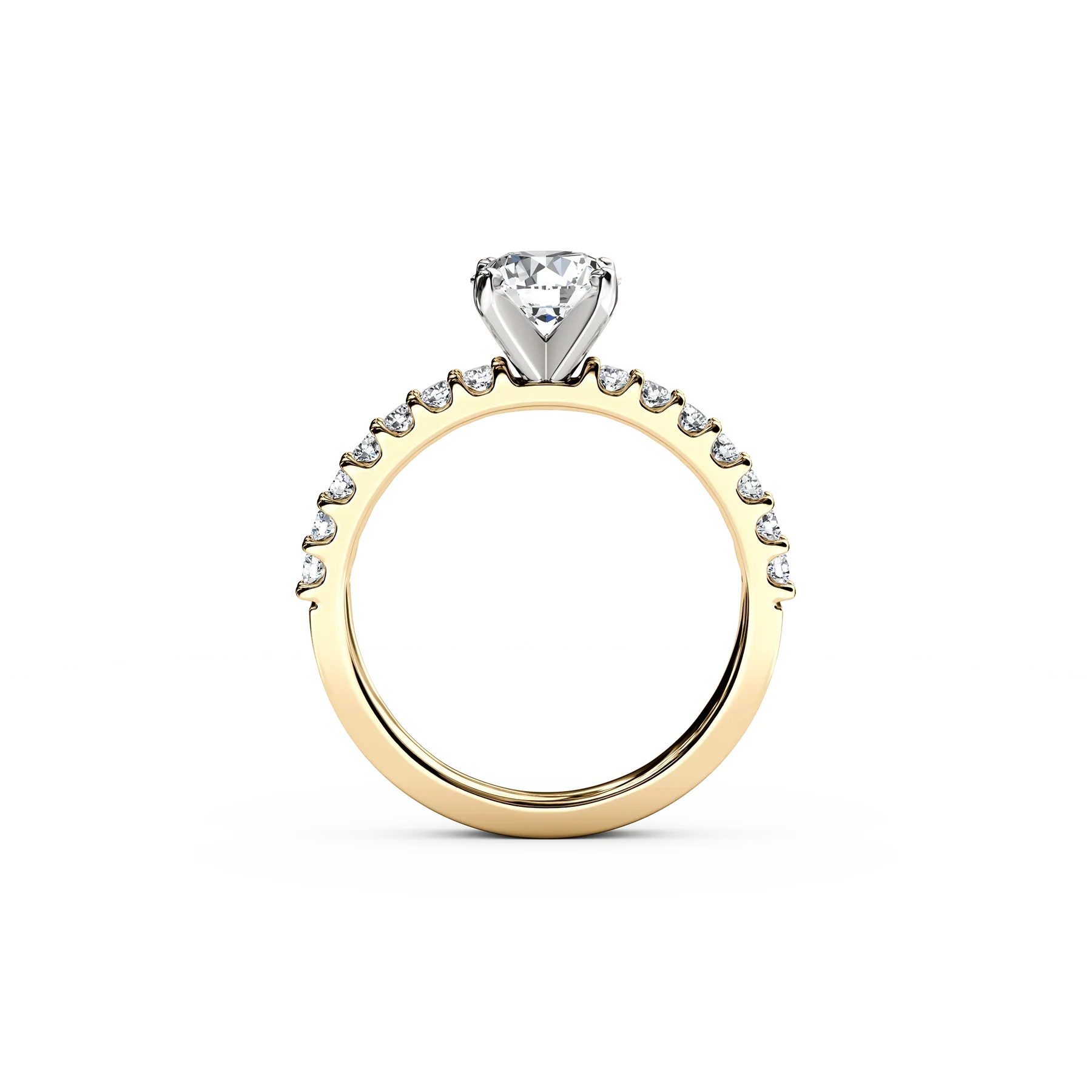 The Studio Collection Round Diamond Engagement Ring with Diamond Shank in Platinum and Yellow Gold - Image 3