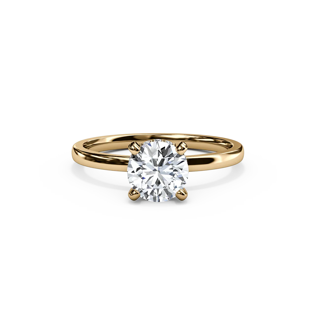 The Studio Collection Round Diamond Engagement Ring with Hidden Halo in Yellow Gold