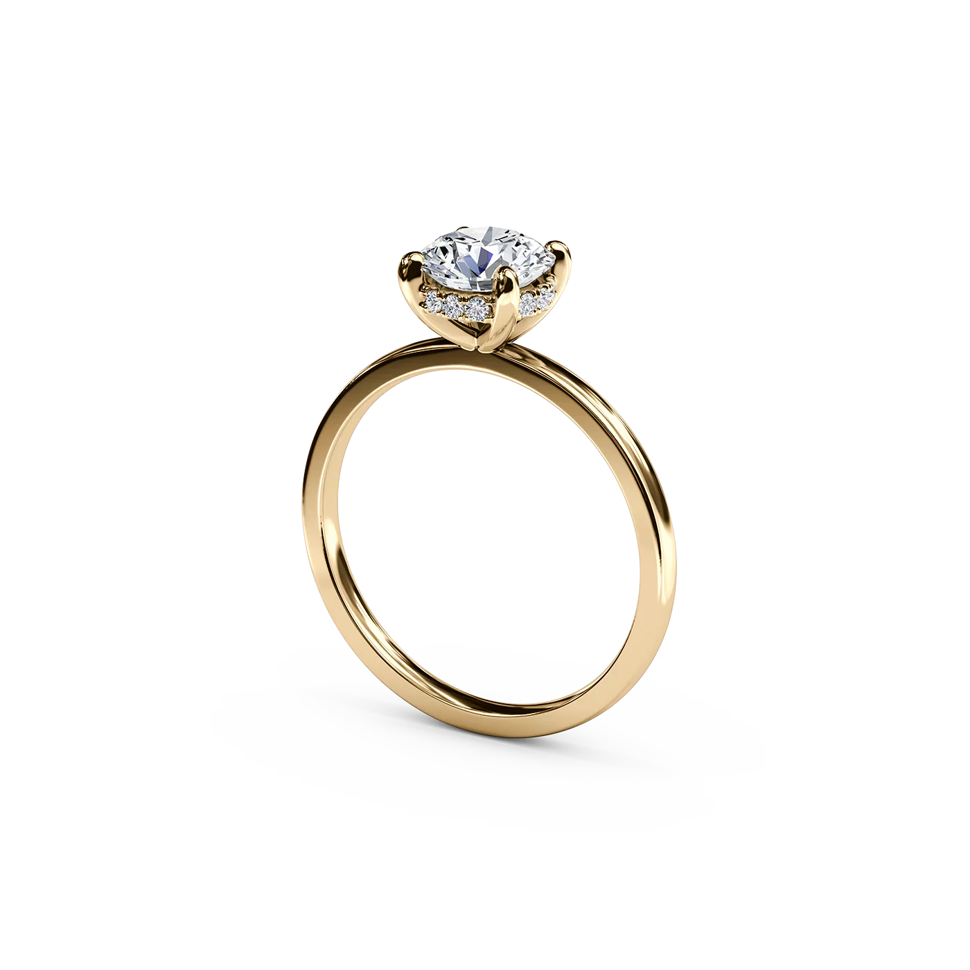 The Studio Collection Round Diamond Engagement Ring with Hidden Halo in Yellow Gold - Image 2