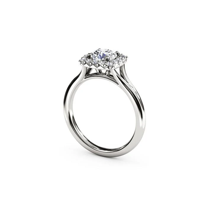 The Studio Collection Round Diamond Halo and Classic Shank Engagement Ring - Image 2