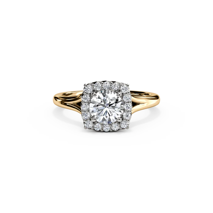 The Studio Collection Round Diamond Halo and Classic Shank Engagement Ring - Image 4