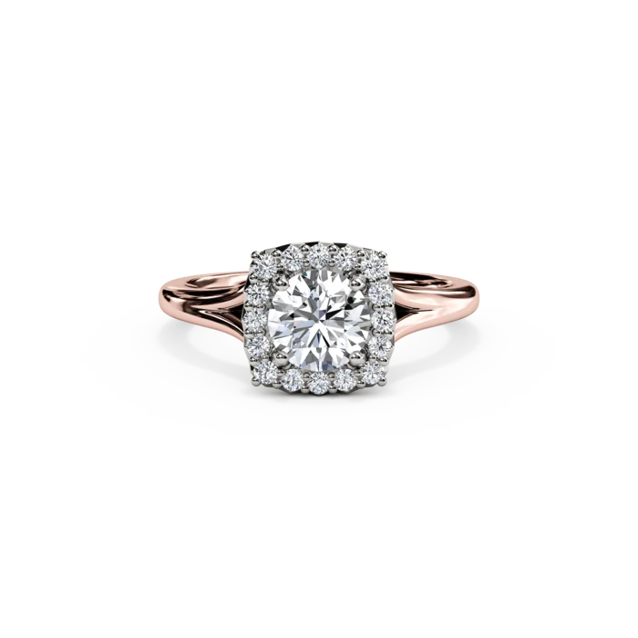 The Studio Collection Round Diamond Halo and Classic Shank Engagement Ring - Image 5