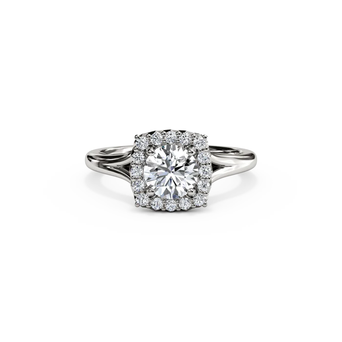 The Studio Collection Round Diamond Halo and Classic Shank Engagement Ring - Image 6