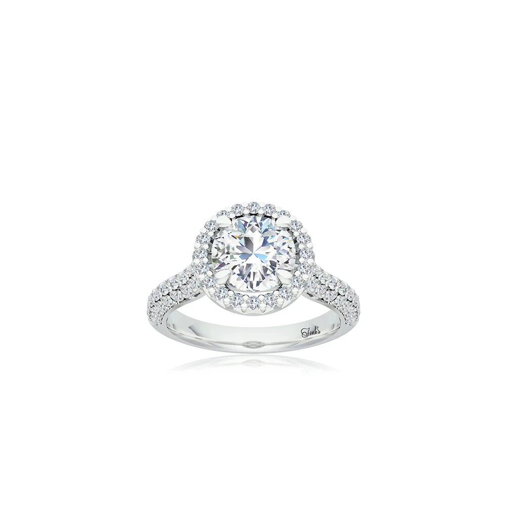 The Studio Collection Round Diamond Halo Pavé Shank Engagement Ring - Image 6