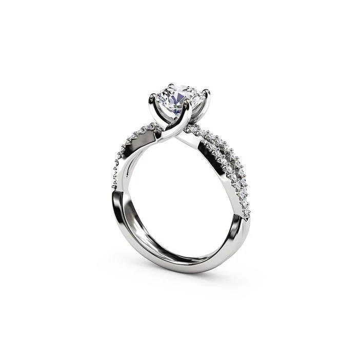 The Studio Collection Round Diamond Twist Shank Engagement Ring - Image 2