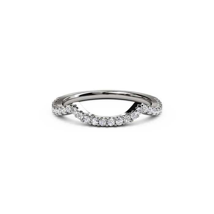 The Studio Collection Round White Diamond Prong Set Curved Wedding Band