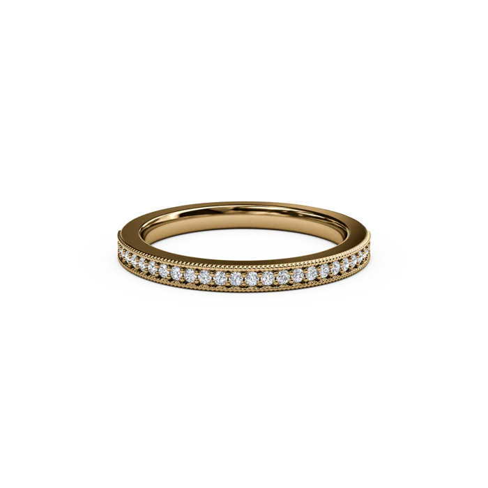 The Studio Collection Yellow Gold Diamond Half-Way Wedding Band with Milgrain Edge