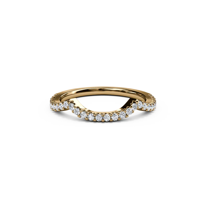 The Studio Collection Yellow Gold Prong Set Curved Wedding Band