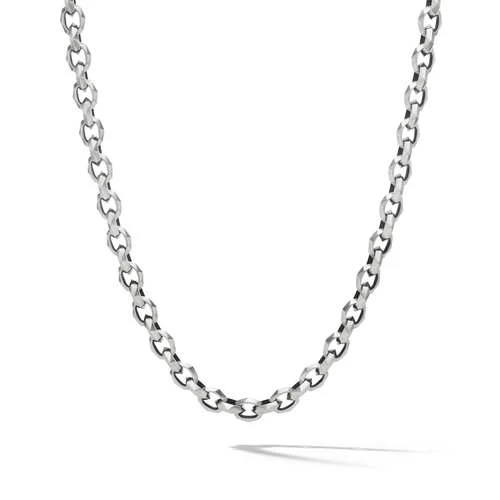 Torqued Faceted Chain Link Necklace, 26"