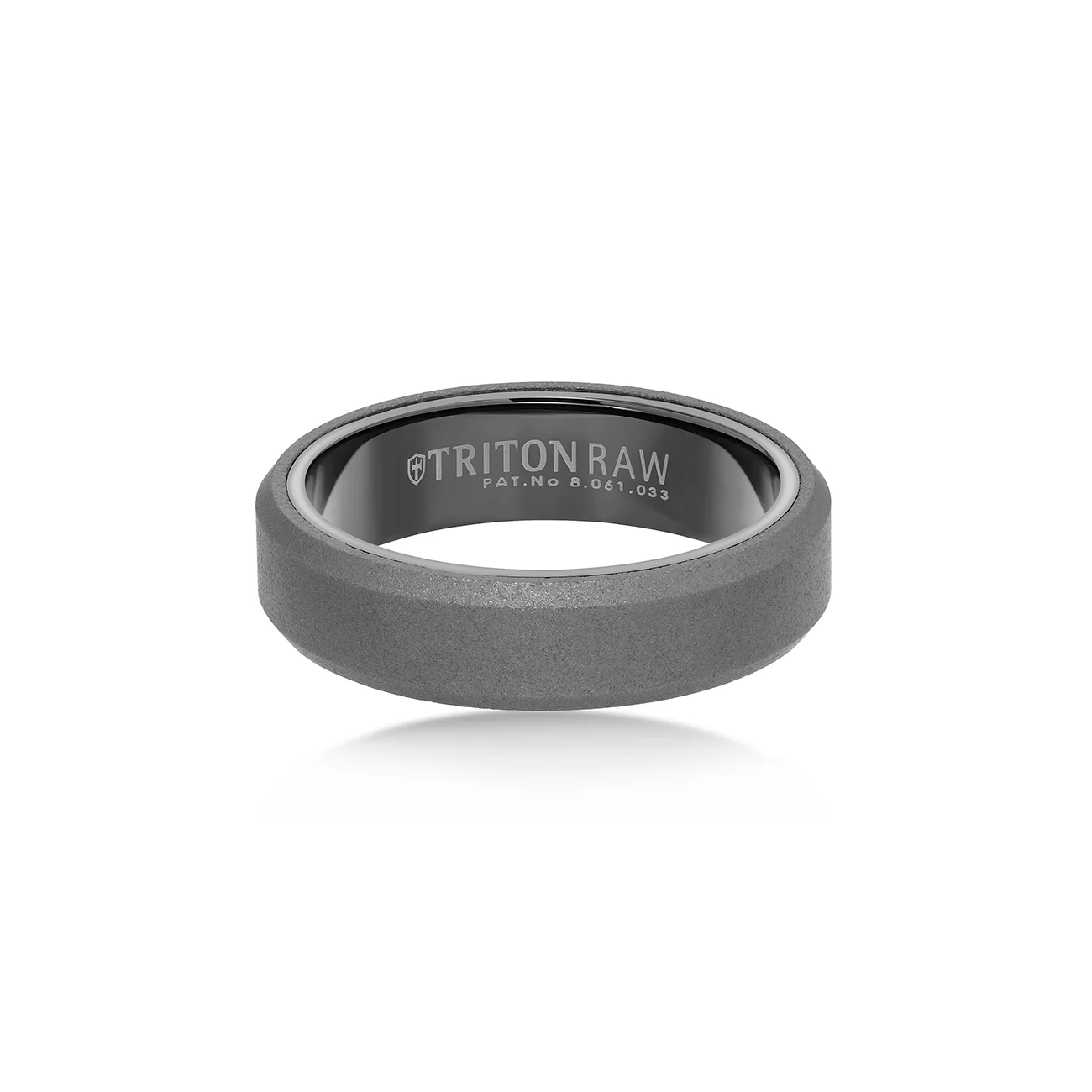 Triton RAW Men's 6mm Grey PVD Tungsten Beveled Edge Flat Profile Wedding Band - Image 3