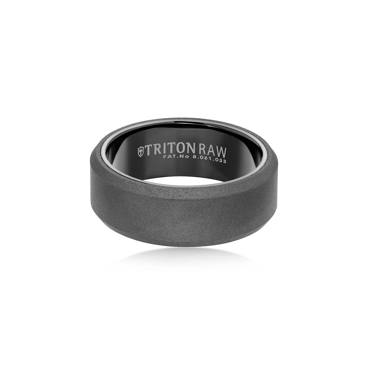 Triton RAW Men's 8mm Black PVD Tungsten Beveled Edge Wedding Band - Image 3