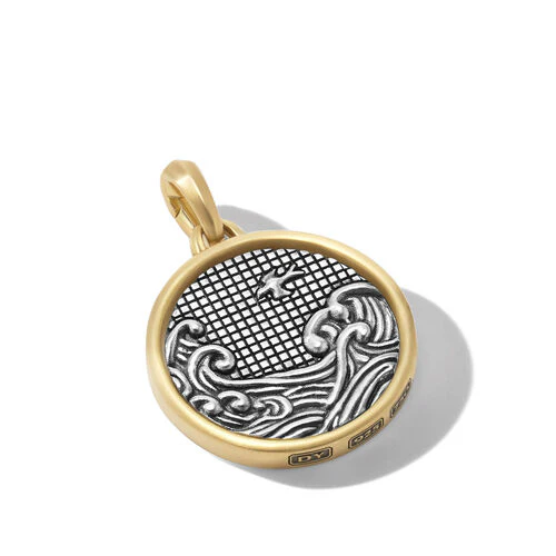 Water and Fire Amulet Enhancer in Silver and Yellow Gold - Image 3