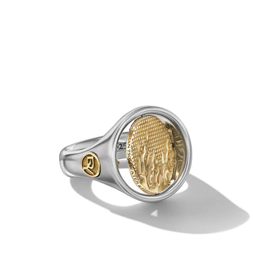 Water and Fire Ring in Silver and Yellow Gold, Size 11 - Image 4