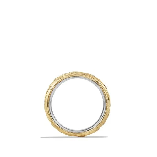 Waves Band in Sterling Silver and 18K Gold with Black Diamonds, Size 11.5 - Image 2