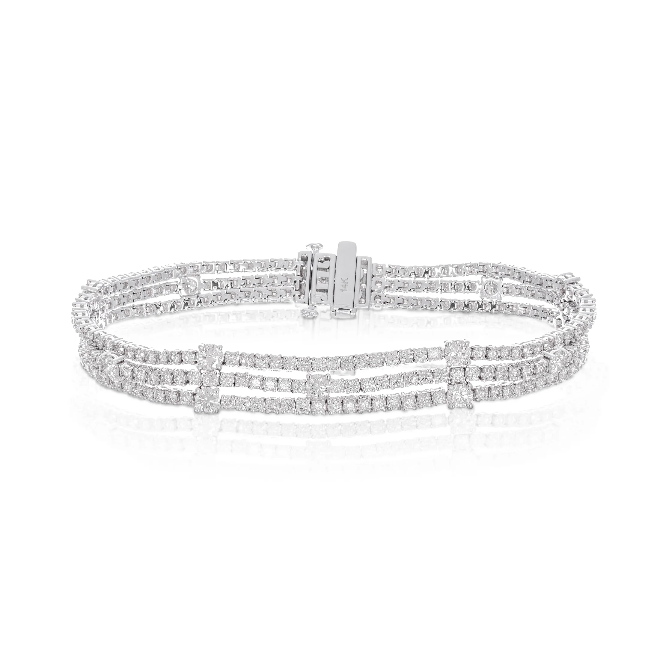 Sabel Collection White Gold 3 Row Tennis Bracelet