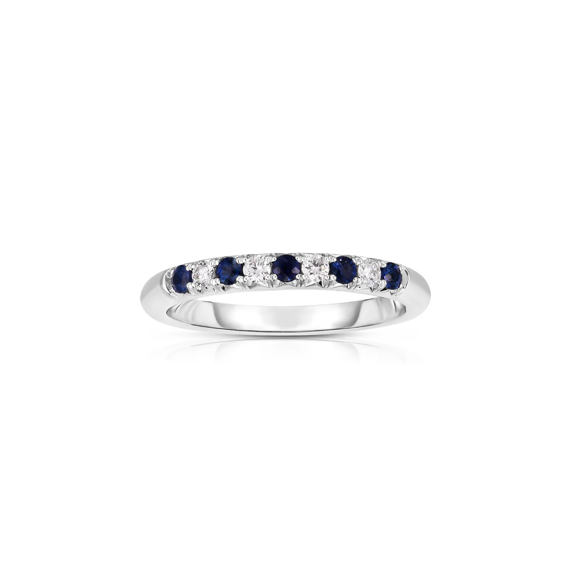 Sabel Collection White Gold Alternating Blue Sapphire and Diamond Ring
